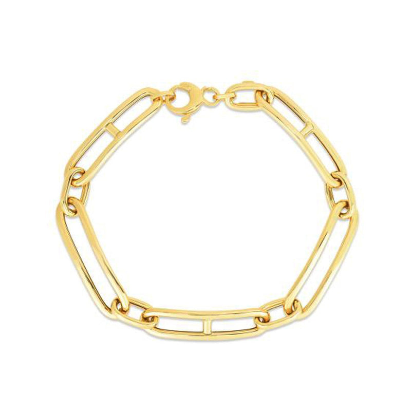 Bids.com 14k Yellow Gold 7 1/4 inch Elongated Alternating Mariner Link Bracelet (7.40 mm) Bracelets