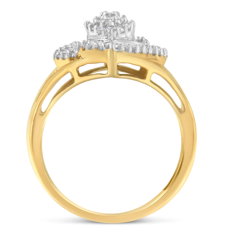 Bids.com 10K Yellow Gold Diamond Cocktail Ring (1/2 Cttw, J-K Color, I2-I3 Clarity) - Size 6-1/2 Rings