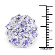 Bids.com 3.35 Carat Genuine Tanzanite .925 Sterling Silver Ring Rings