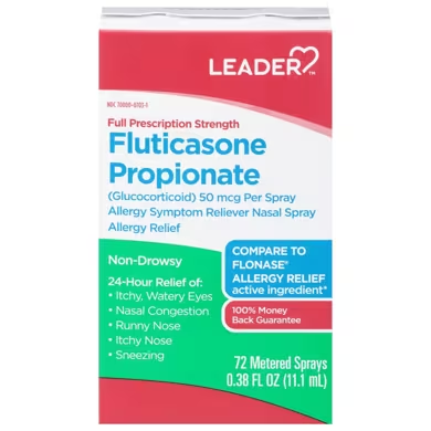 Leader 24-Hour Allergy Relief Nasal Spray, Fluticasone Propionate 50 mcg, 0.38 fl oz