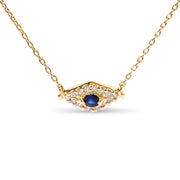 Bids.com 10K Yellow Gold Blue Sapphire and Diamond Accented Evil Eye 18" Inch Pendant Necklace (H-I Color, I1-I2 Clarity) Necklaces