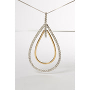 Bids.com 14K Two-Tone Gold Round Cut Diamond Double Burst Pendant Necklace (1.00 cttw, H-I Color, SI2-I1 Clarity) Necklaces