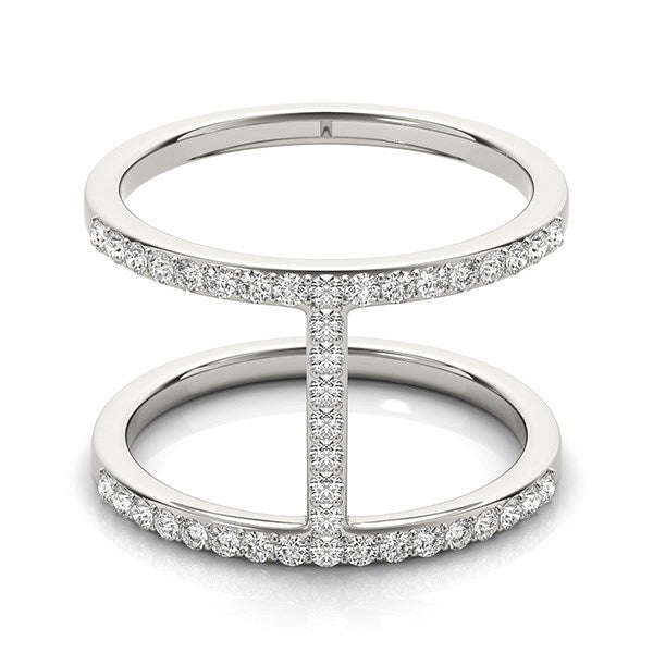 Bids.com 14k White Gold Dual Band Bridge Style Diamond Ring (3/8 cttw) Rings