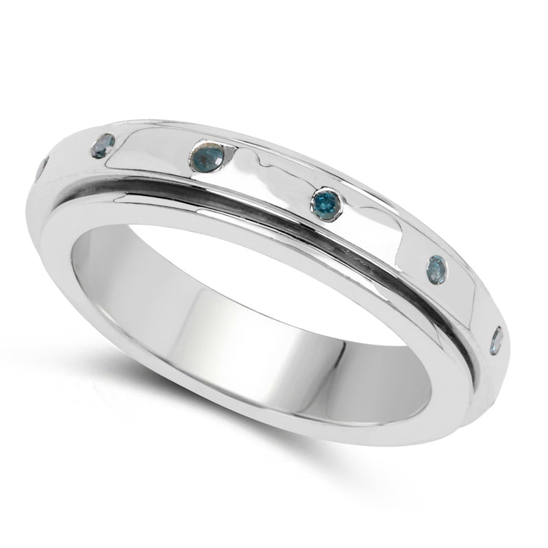 Bids.com 0.14 Carat Genuine Blue Diamond .925 Sterling Silver Ring Rings