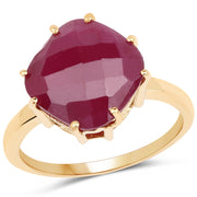 Bids.com 14K Yellow Gold Plated 8.95 Carat Glass Filled Ruby .925 Sterling Silver Ring Rings