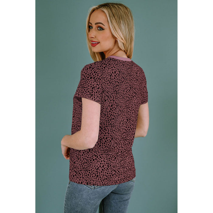 Animal Print Round Neck Short Sleeve T-Shirt