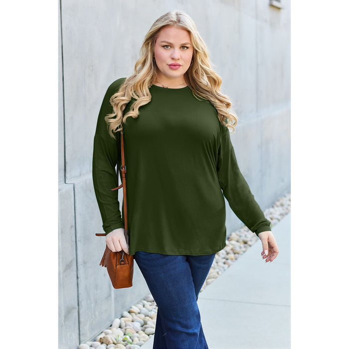 Basic Bae Round Neck Dropped Shoulder T-Shirt