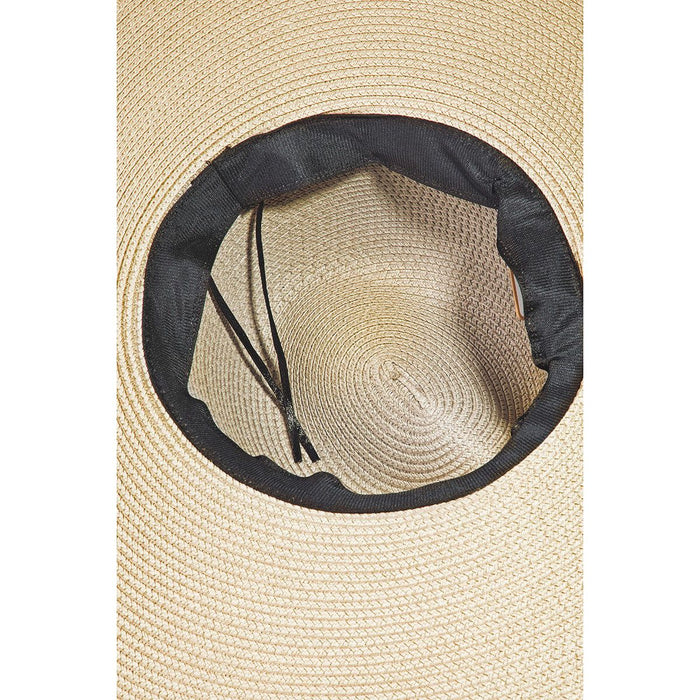 Fame Rope Strap Wide Brim Weave Hat