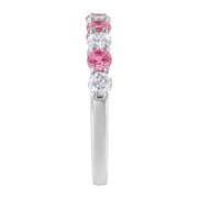 Bids.com 10KT White Gold 1/2 cttw Diamond and 3MM Created Blue Sapphire Gemstone Band Ring (H-I, I1-I2) - Size 7 Rings