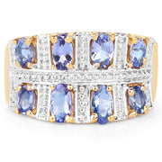 Bids.com 14K Yellow Gold Plated 1.68 Carat Genuine Tanzanite .925 Sterling Silver Ring Rings