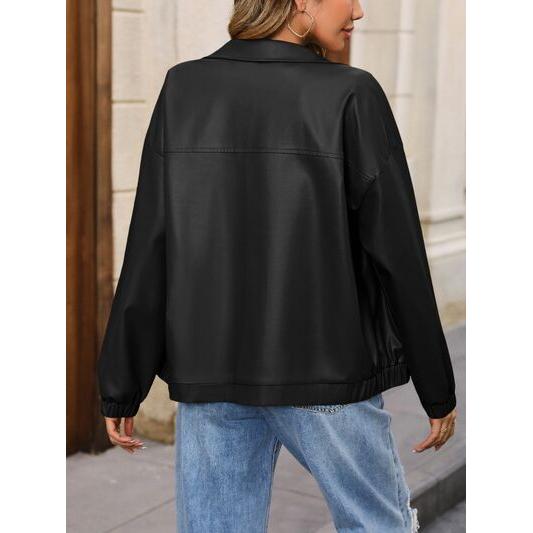 Zip Up Dropped Shoulder Jacket