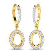 Bids.com 0.32 Carat Genuine White Diamond 14K Yellow Gold Semi Mount Earrings - holds 8x6mm Oval Gemstones Earrings