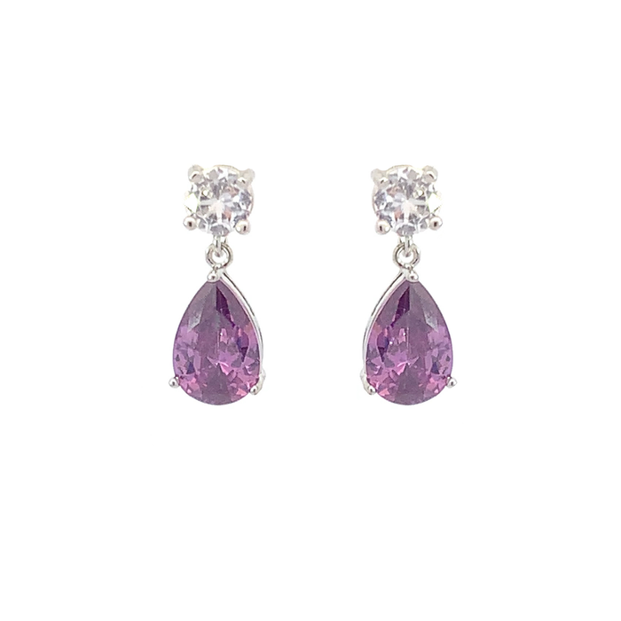 February Birthstone Pear Drop Earrings