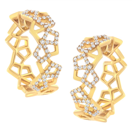 Bids.com 14K Yellow Gold 3/4 Cttw Diamond Honeycomb Hoop Earrings (G-H Color, SI1-SI2 Clarity) - 24MM Earrings