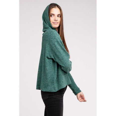 Hooded Brushed Melange Hacci Sweater