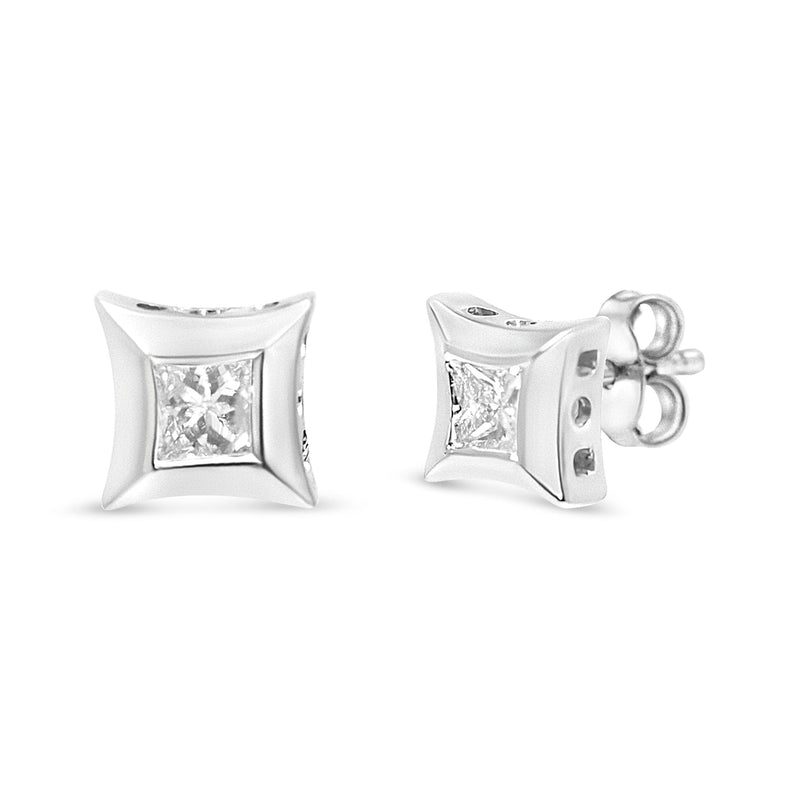 Bids.com 10K White Gold 1/3 Cttw Invisible Set Style Princess-Cut Diamond Stud Earrings (H-I Color, SI2-I1 Clarity) Earrings