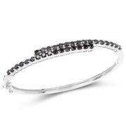 Bids.com 4.00 Carat Genuine Black Diamond .925 Sterling Silver Bangle Bracelets