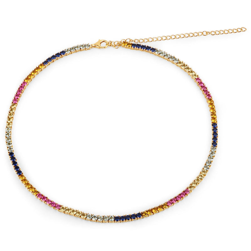 Bids.com 11.65 Carat Created Multi Sapphire .925 Sterling Silver Necklace Necklaces