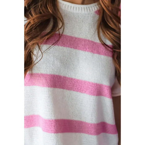 Striped Round Neck Short Sleeve Knit Top