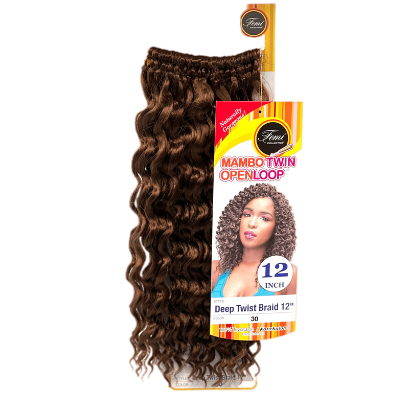 VIP Extensions FEMI Collection Mambo Twin Open Loop Deep Twist Braid 12'' Hair Extension