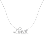 Bids.com .925 Sterling Silver 1/4 Cttw Diamond Cursive "Love" 18" Pendant Necklace (H-I Color, I1-I2 Clarity) Necklaces