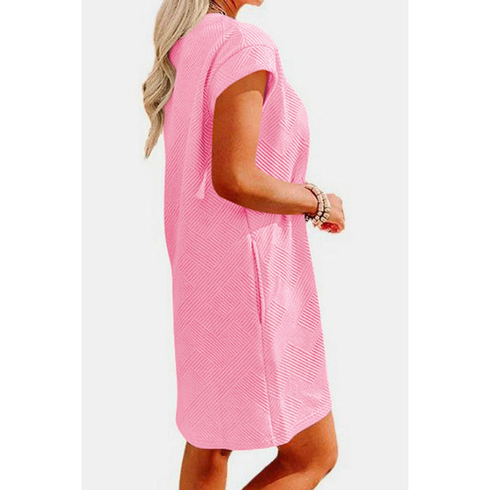 Textured Round Neck Cap Sleeve Dress