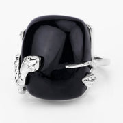 Bids.com 21.04 Carat Genuine Black Onyx and White Topaz .925 Sterling Silver Ring Rings