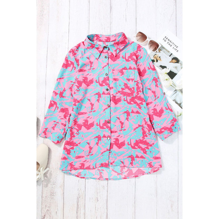 Printed Button Up Long Sleeve Shirt