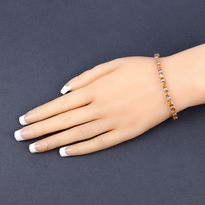 Bids.com 16.73 Carat Genuine Orange Sapphire and White Diamond 14K White Gold Bracelet Bracelets