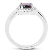 Bids.com 2.58 Carat Genuine  Garnet and White Topaz .925 Sterling Silver Ring Rings
