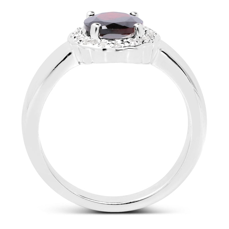 Bids.com 2.58 Carat Genuine  Garnet and White Topaz .925 Sterling Silver Ring Rings
