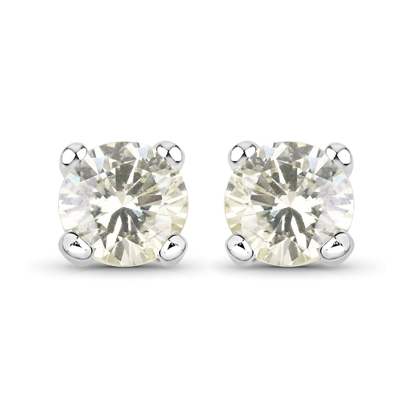 Bids.com 0.71 Carat Genuine White Diamond 14K White Gold Earrings Earrings