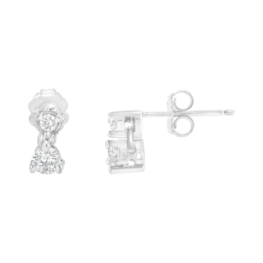 Bids.com 14KT White Gold 1/2 cttw Double Diamond Dangle Stud Earrings (H-I, I1-I2) Earrings