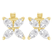 Bids.com 14K White Gold 1/2 Cttw Marquise Diamond 8 Stone Floral Leaf Stud Earrings (H-I Color, SI1-SI2 Clarity) Earrings