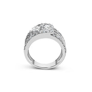 Bids.com 10K White Gold 2 1/2 Cttw Round and Baguette-Cut Diamond Multi-Row Bypass Ring (J-K Color, I2-I3 Clarity) - Ring Size 7 Rings