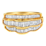 Bids.com 14KT Yellow Gold Diamond Multi-Row Band Ring (1 1/4 cttw, H-I Color, SI1-SI2 Clarity) Rings