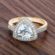 Bids.com 1.58 Carat Genuine Aquamarine and White Diamond 14K Yellow Gold Ring Rings