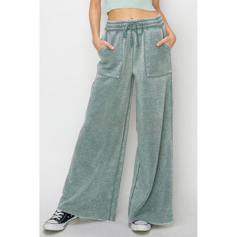 High Rise Wide Leg Drawstring Pants