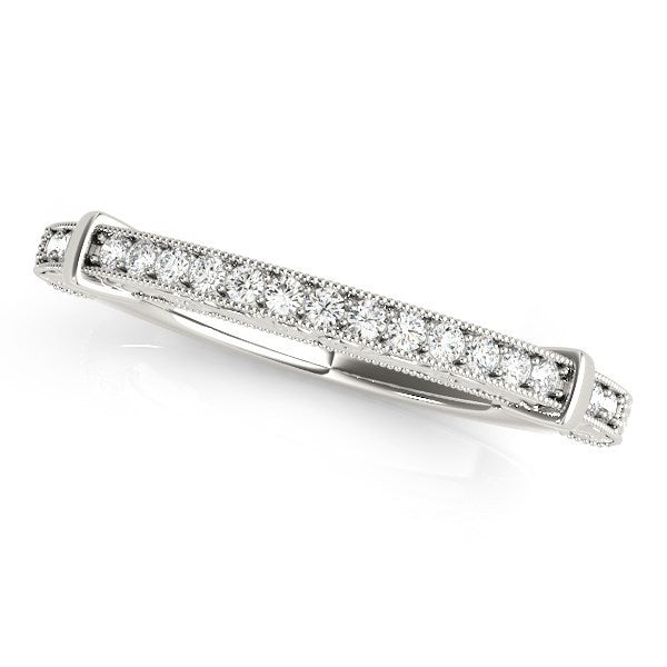 Bids.com 14k White Gold Bead Border Modern Wedding Band (1/8 cttw) Rings