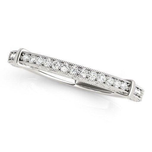 Bids.com 14k White Gold Bead Border Modern Wedding Band (1/8 cttw) Rings