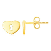 Bids.com 14k Yellow Gold Heart Padlock Stud Earrings Earrings