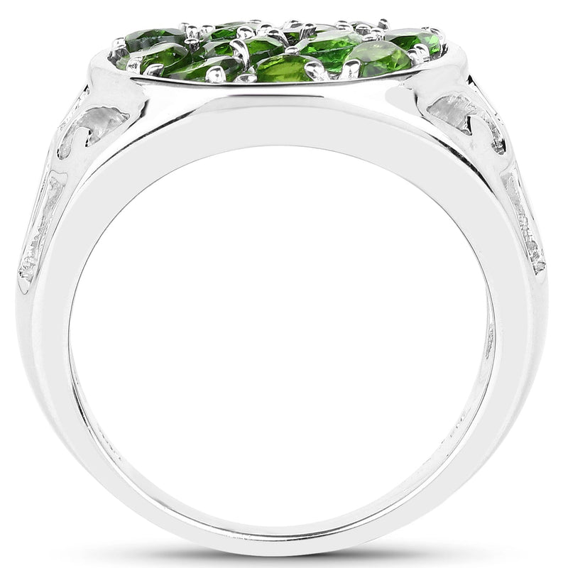 Bids.com 2.21 Carat Genuine Chrome Diopside .925 Sterling Silver Ring Rings