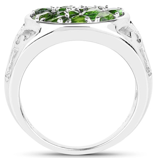 Bids.com 2.21 Carat Genuine Chrome Diopside .925 Sterling Silver Ring Rings
