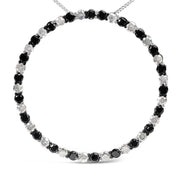Bids.com .925 Sterling Silver 3.0 Cttw Alternating Black and White Diamond Open Hoop Circle Pendant Necklace (H-I Color, I3 Clarity) - 18" Inches Necklaces