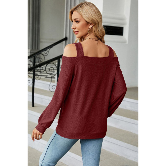 Cold Shoulder Square Neck Cutout Blouse