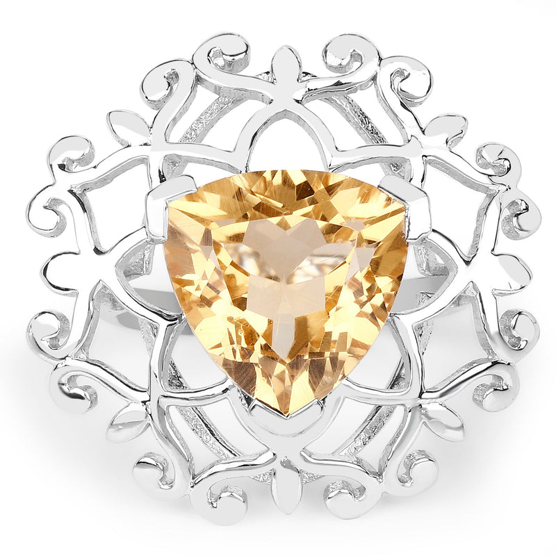 Bids.com 5.71 Carat Genuine Citrine .925 Sterling Silver Ring Rings