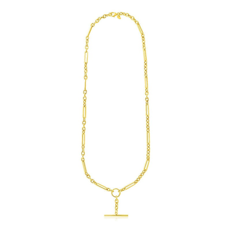 Bids.com 14k Yellow Gold Alternating Oval and Round Chain Necklace with Toggle Necklaces
