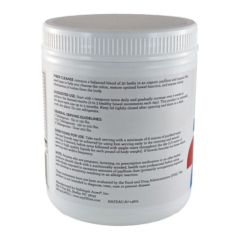 Hallelujah Diet Fiber Cleanse Powder - Natural Colon Cleanse - (Original, 8 oz) Fiber and Detox