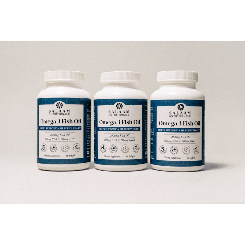 Salaam Nutritionals Halal Fish Oil 2000mg Omega-3 Soft Gels with EPA & DHA - 60 Count | Salaam Nutritionals