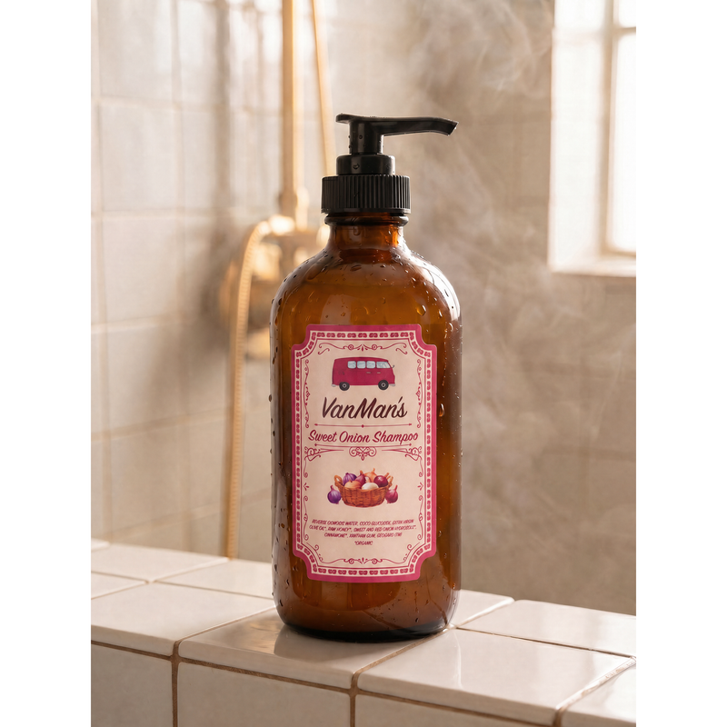 VanMan *New* VanMan’s Sweet Onion Shampoo - 8 oz Light Gray Glass,Plastic